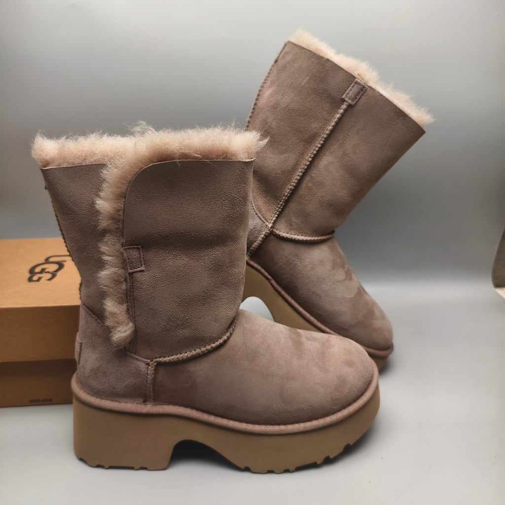 Walnut Brown Women's Platform Wedge Mid-Calf Boots | 1533