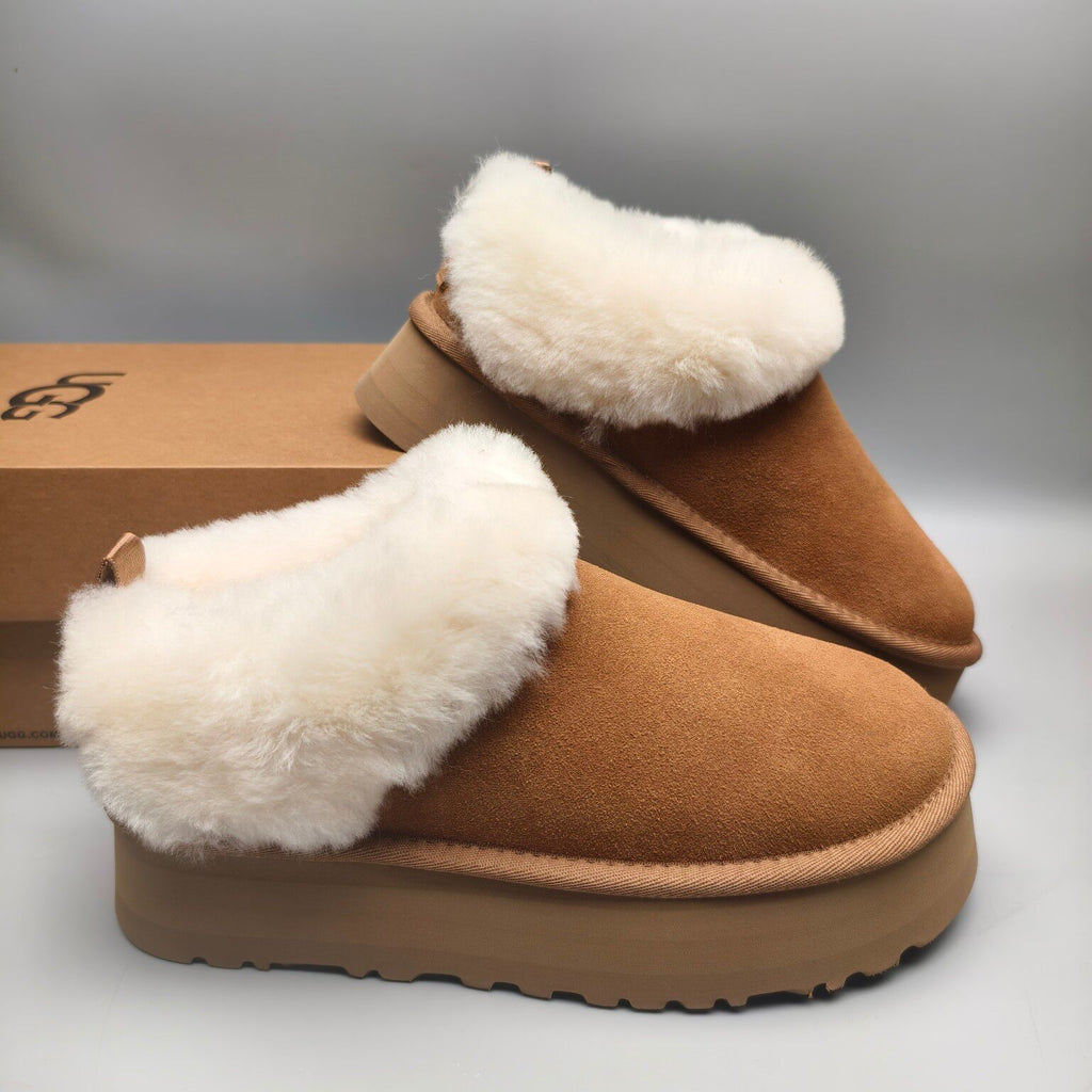 Chestnut Suede-Look Platform Slip-On Shoes | 1393