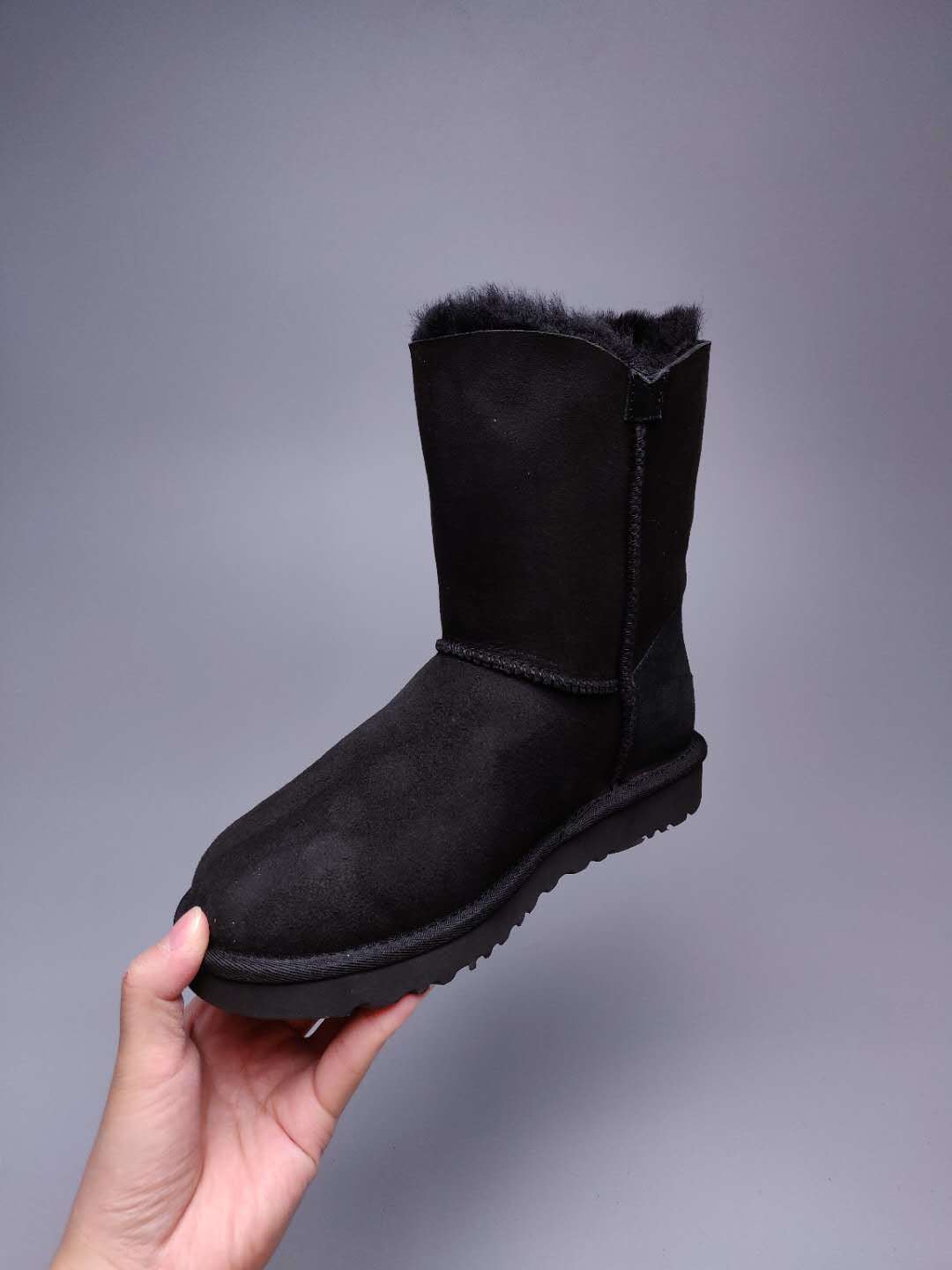 Black Side-Zip Mid-Calf Boots | 2480