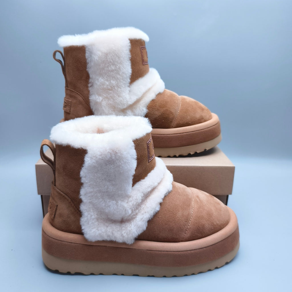 Chestnut Caterpillar-Style Platform Mid-Top Casual Shoes | 3316