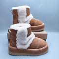 Chestnut Caterpillar-Style Platform Mid-Top Casual Shoes | 3316