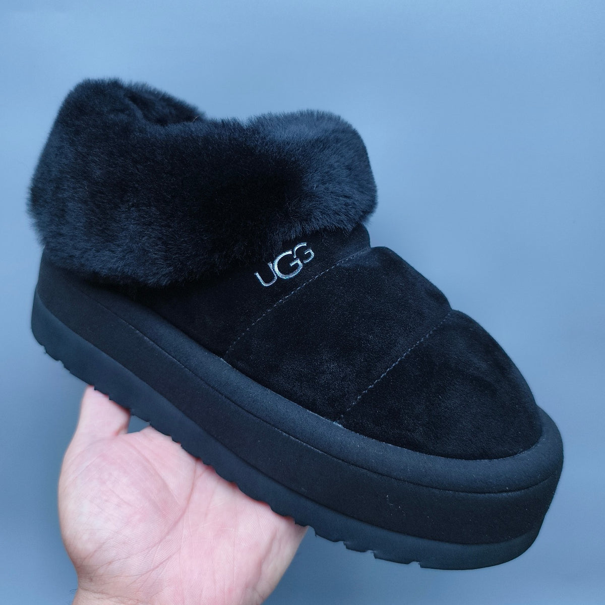 Black Platform Slip-On Casual Shoes | 6390