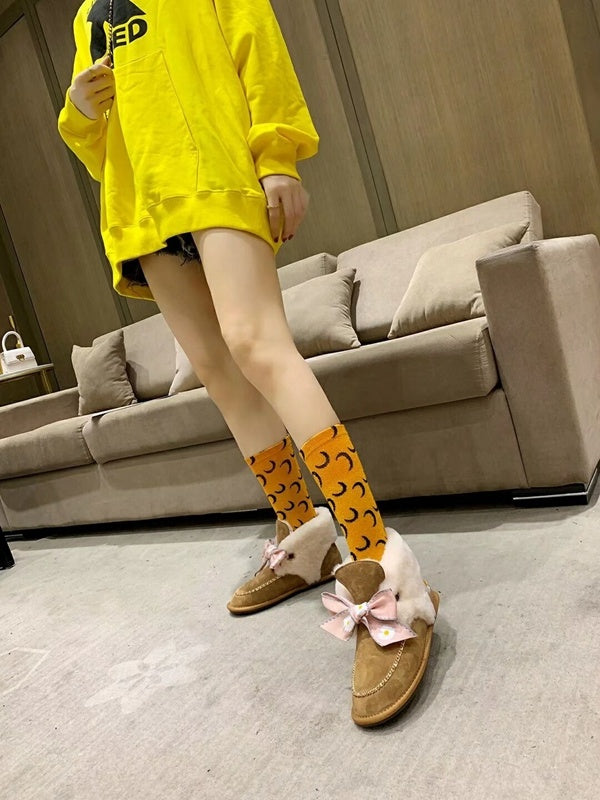 Chestnut Daisy-Detail Shoes with Chain and Ribbon | 7888