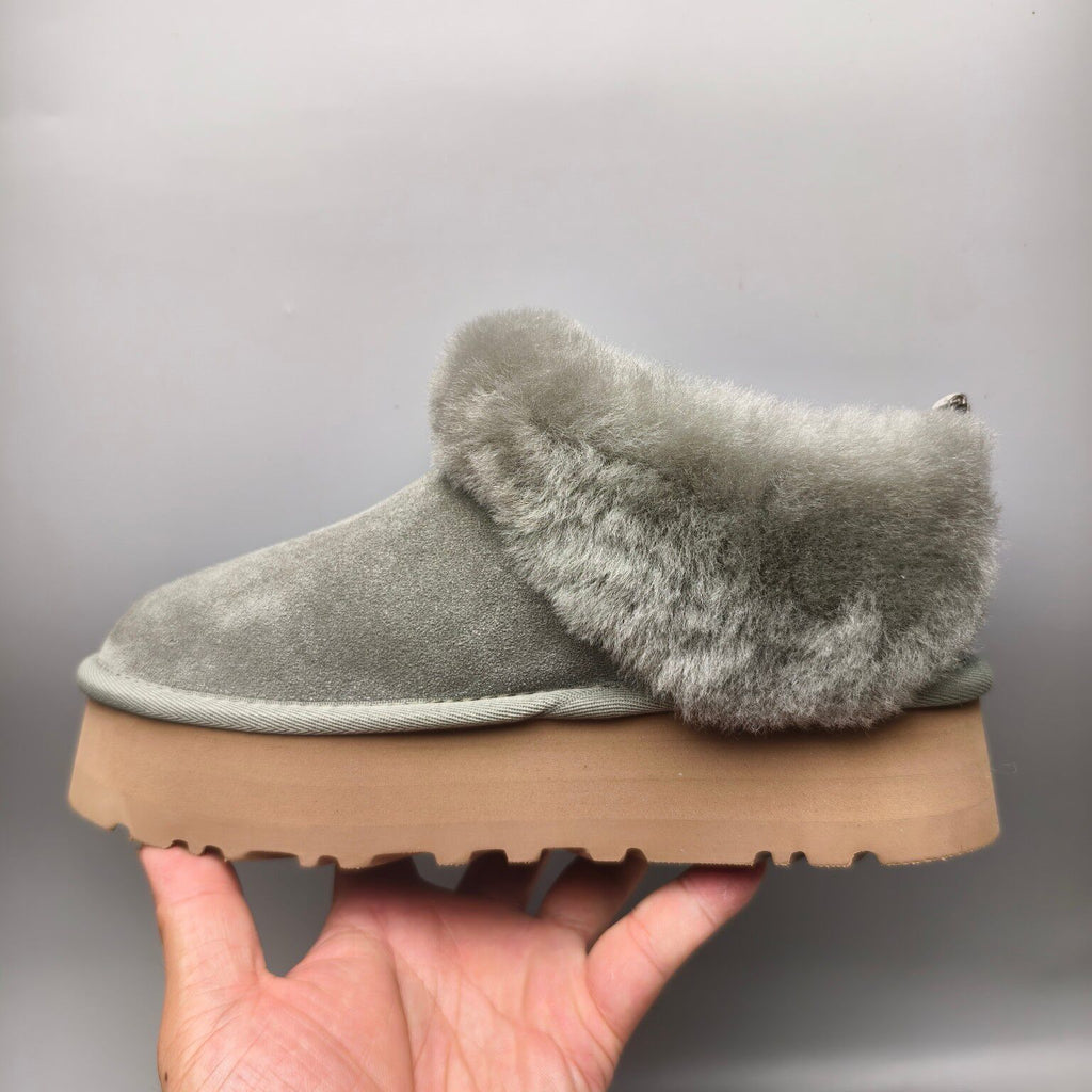 Green Suede-Look Platform Slip-On Shoes | 1393