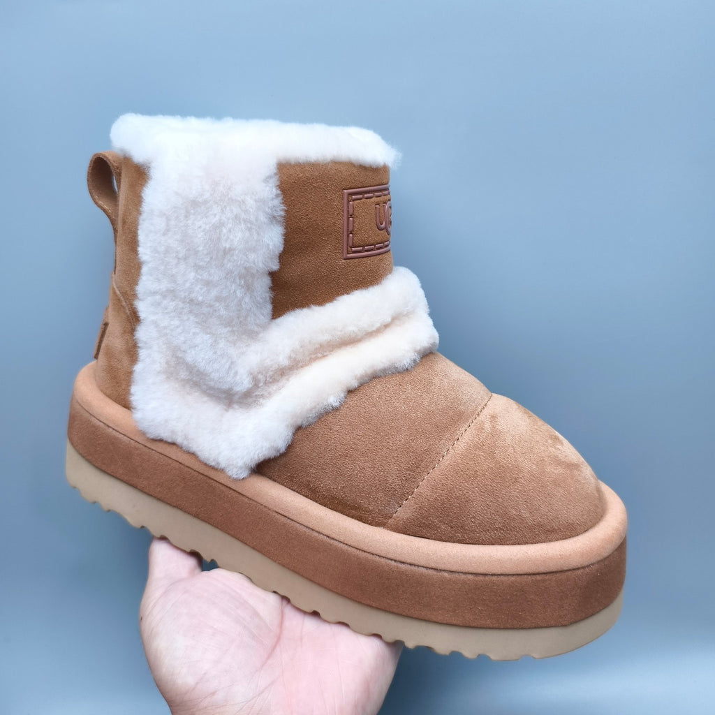 Chestnut Caterpillar-Style Platform Mid-Top Casual Shoes | 3316