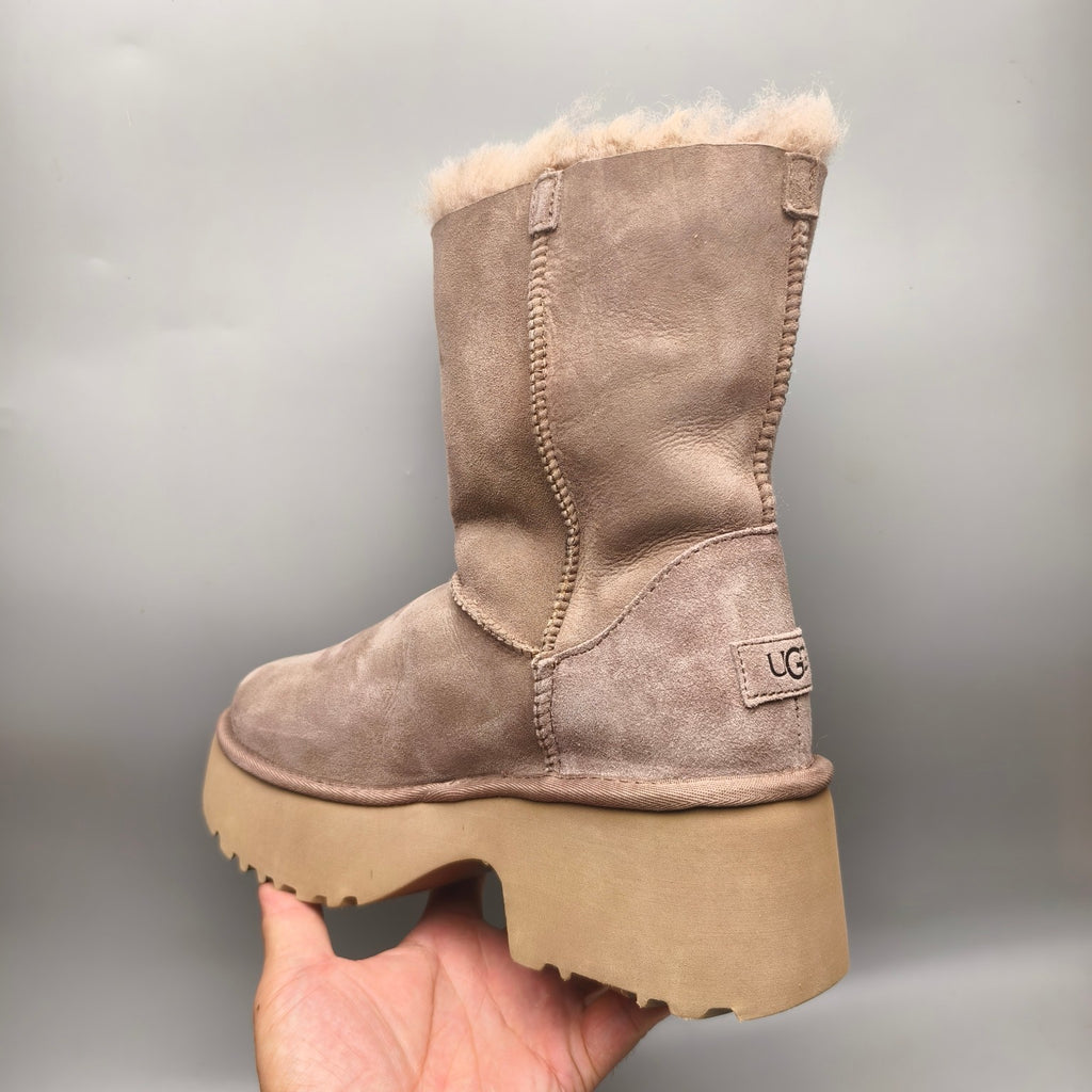 Walnut Brown Women's Platform Wedge Mid-Calf Boots | 1533