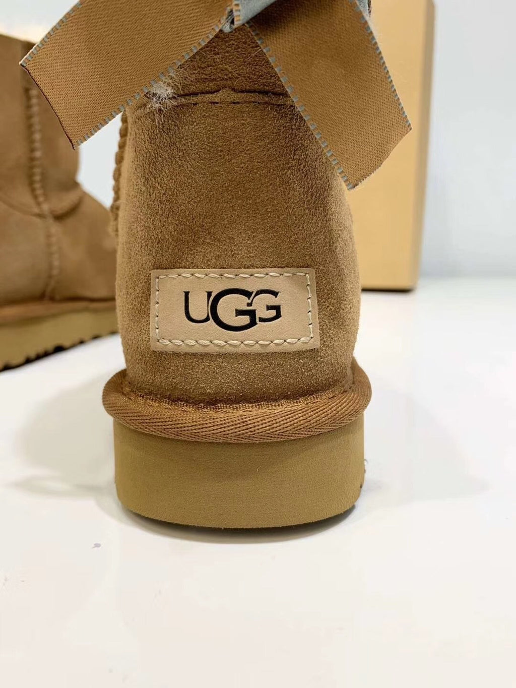 Chestnut Bow-Detail Winter Shoes with Subtle Shimmer | 2938