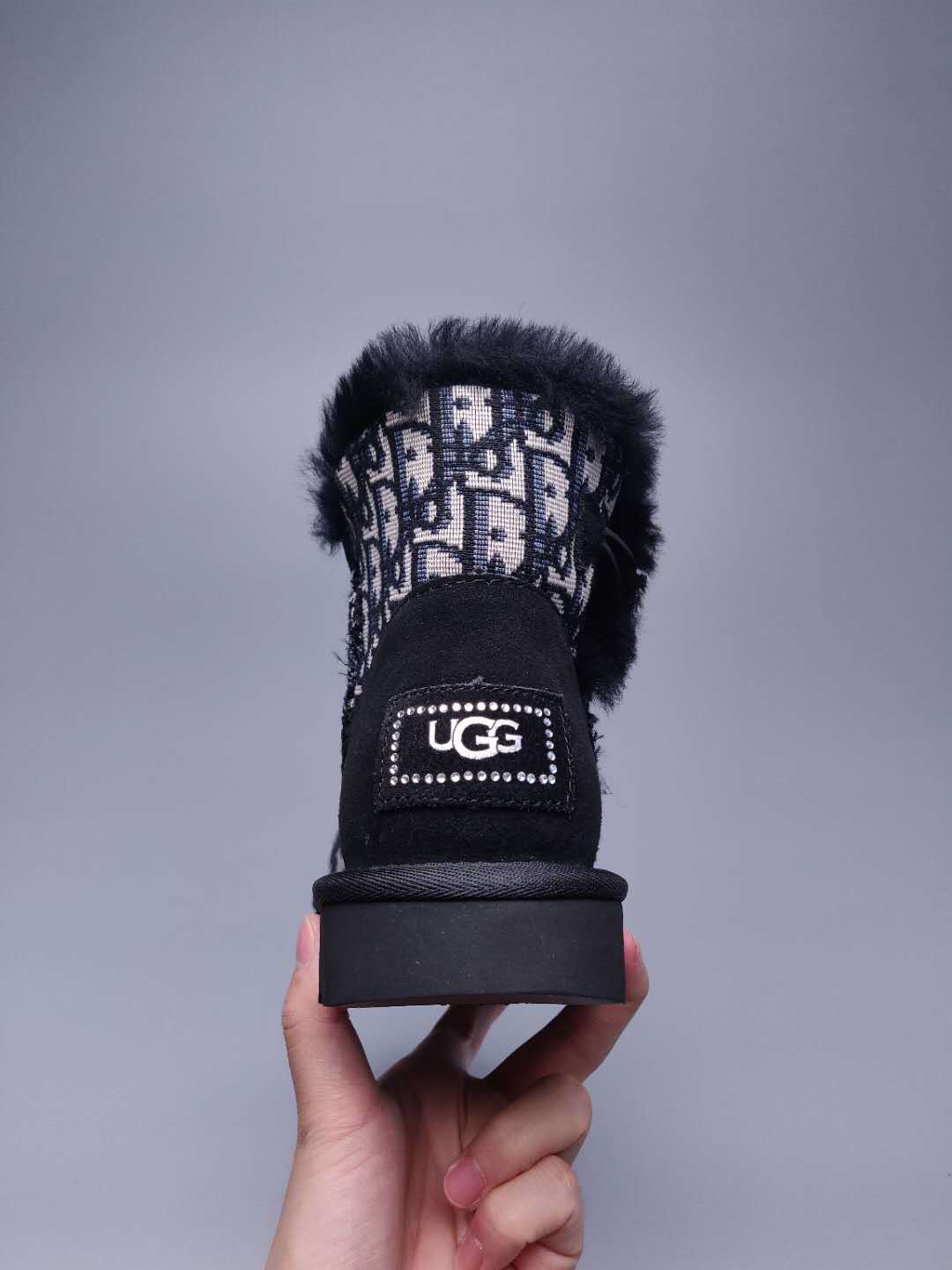 Black Fabric-Textured Casual Footwear | 6554