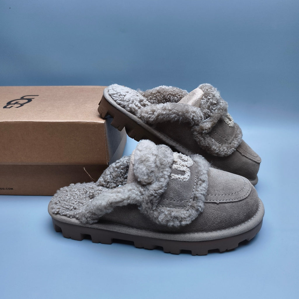 Antelope Brown Curly-Texture Logo Slippers | 1206