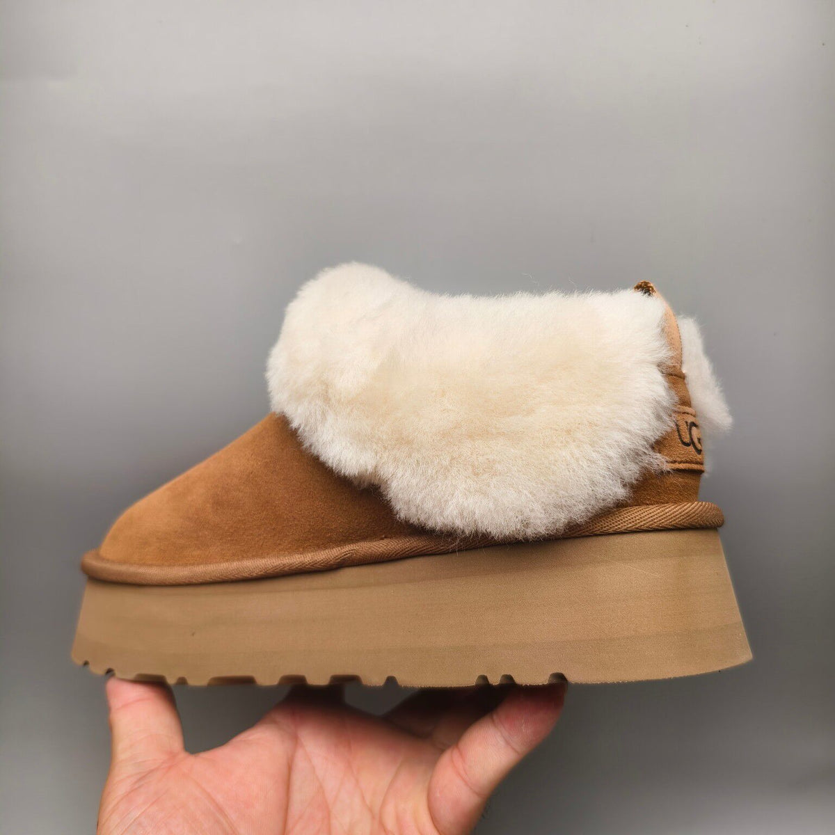 Chestnut Suede-Look Platform Slip-On Shoes | 1393
