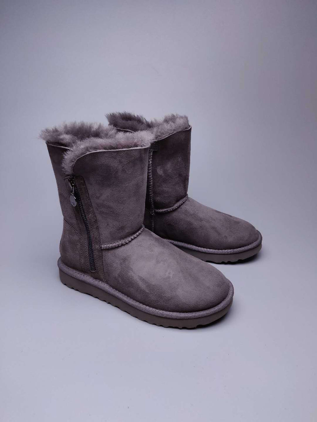 Grey Side-Zip Mid-Calf Boots | 2480