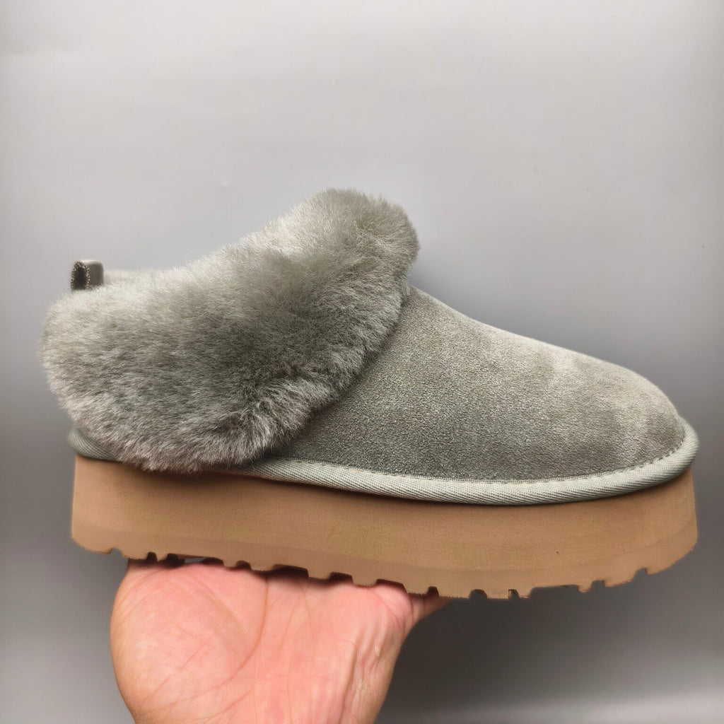 Green Suede-Look Platform Slip-On Shoes | 1393