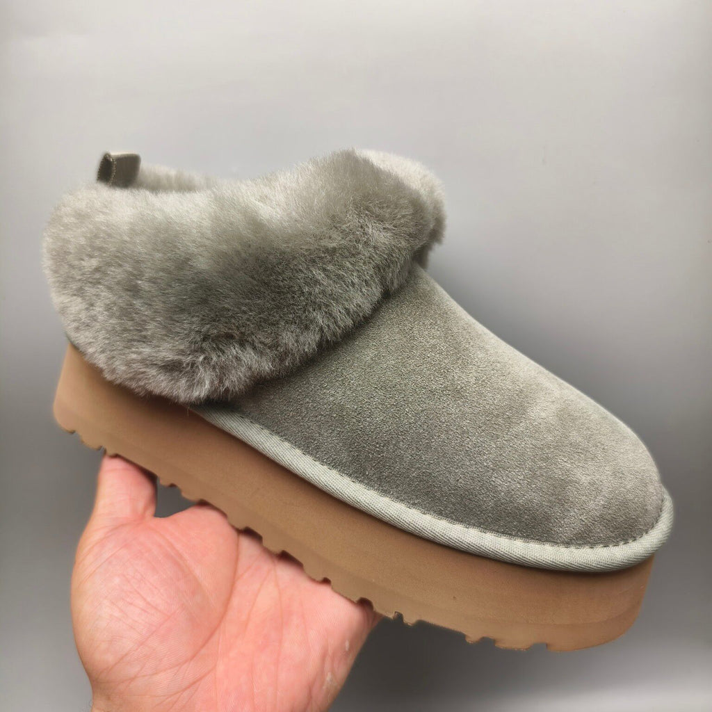 Green Suede-Look Platform Slip-On Shoes | 1393