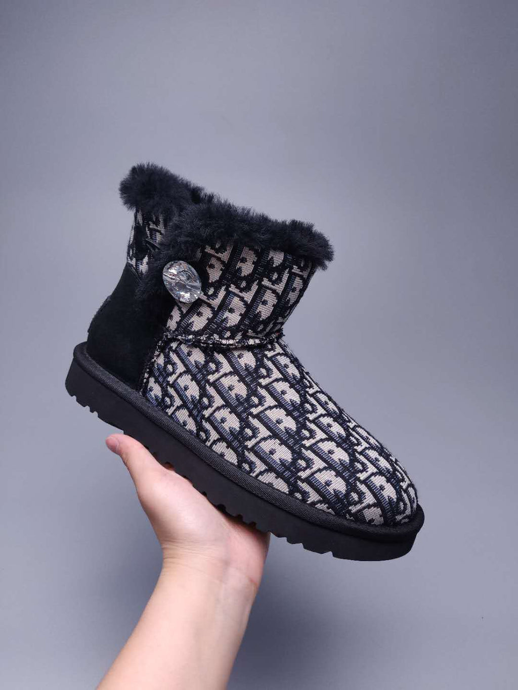 Black Fabric-Textured Casual Footwear | 6554