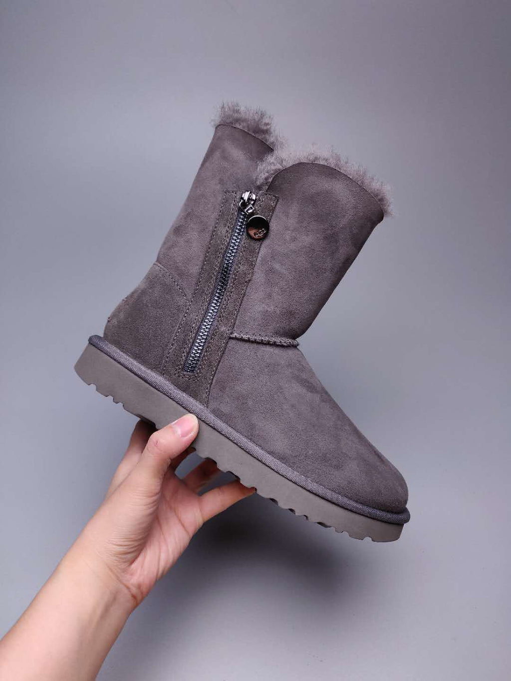 Grey Side-Zip Mid-Calf Boots | 2480