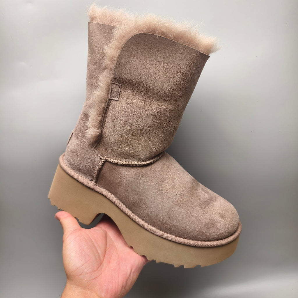 Walnut Brown Women's Platform Wedge Mid-Calf Boots | 1533