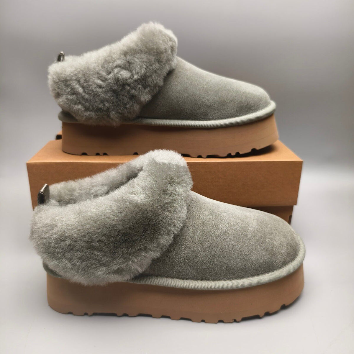 Green Suede-Look Platform Slip-On Shoes | 1393