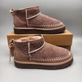 Brown Suede-Look Shoes with Back Strap | 1538