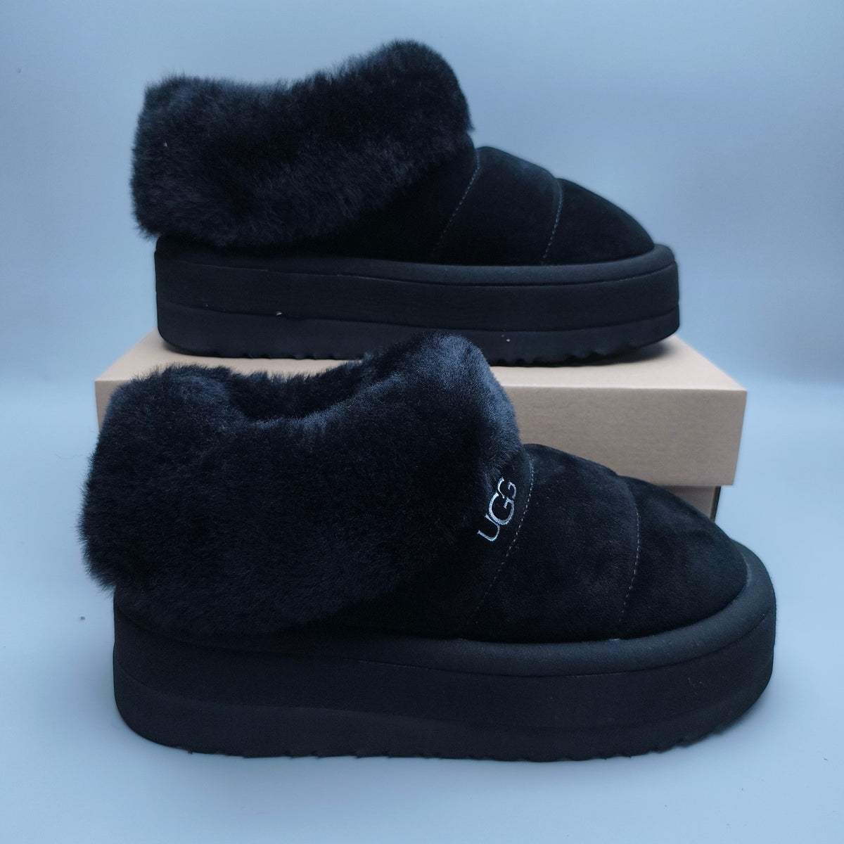 Black Platform Slip-On Casual Shoes | 6390