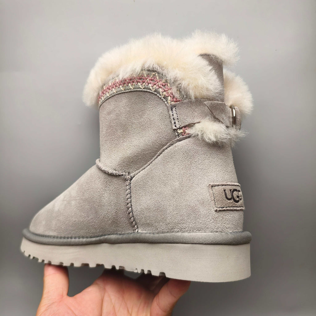 Grey Folk-Inspired Casual Shoes with Back Strap | 4517