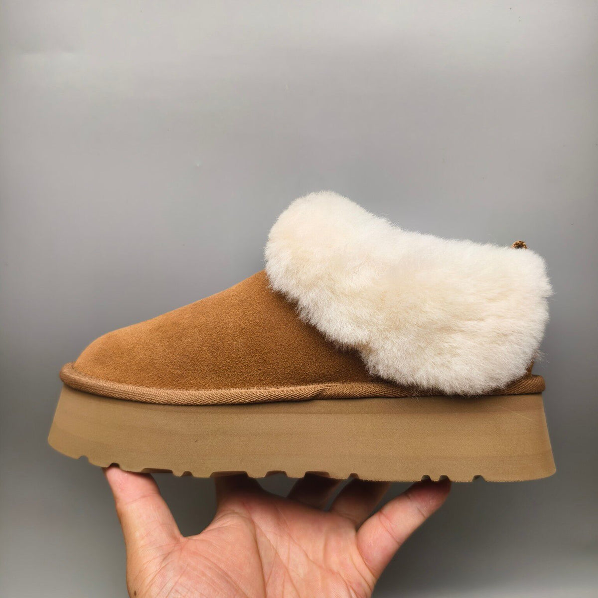 Chestnut Suede-Look Platform Slip-On Shoes | 1393