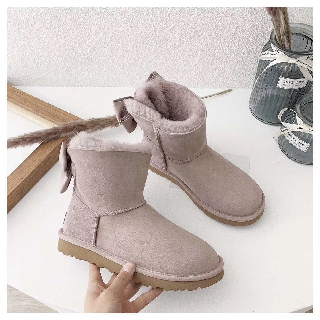 Dusk Pink Bow-Detail Ankle Boots | 3130