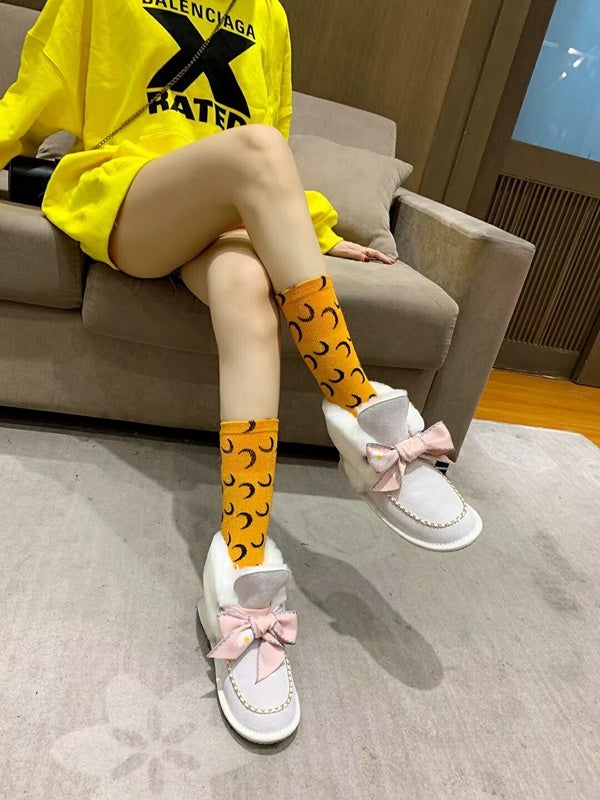 Milkshake White Daisy-Detail Shoes with Chain and Ribbon | 7888
