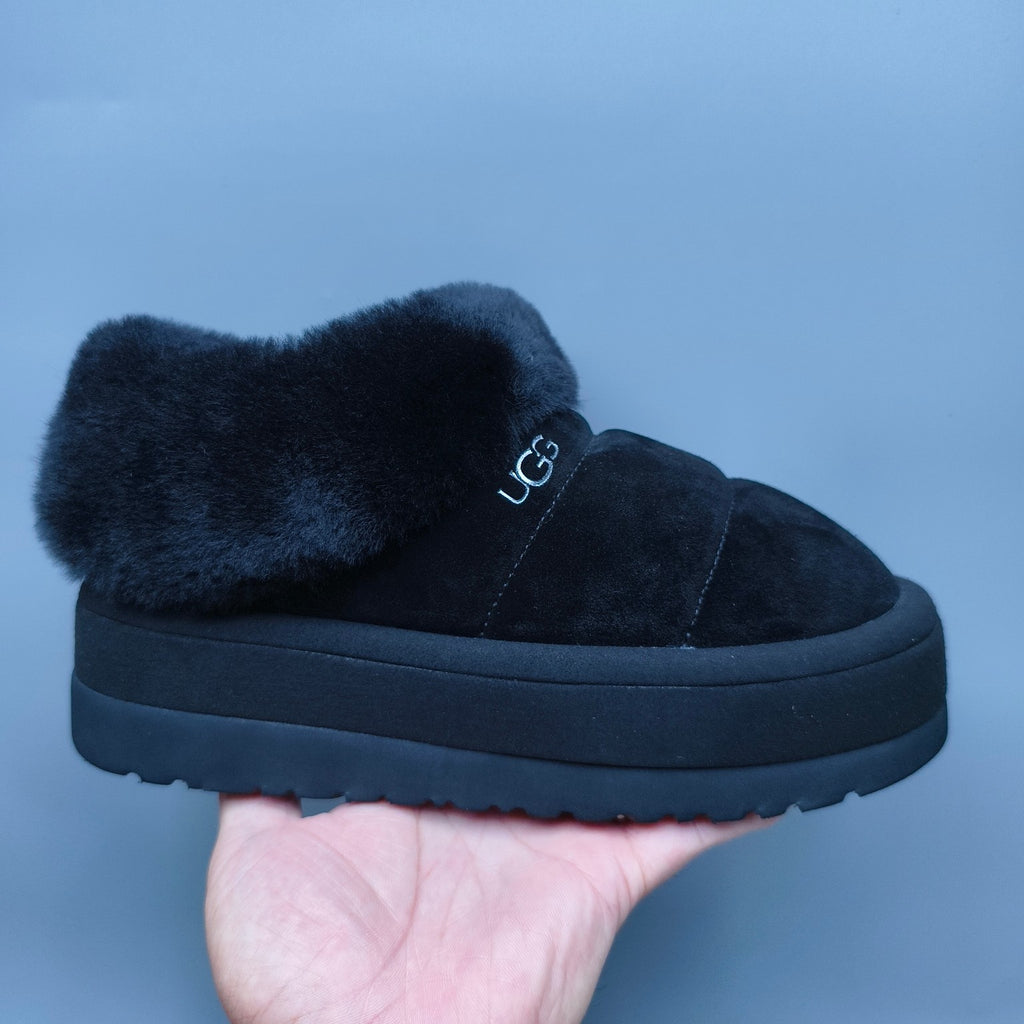 Black Platform Slip-On Casual Shoes | 6390