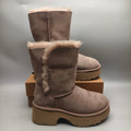 Walnut Brown Women's Platform Wedge Mid-Calf Boots | 1533