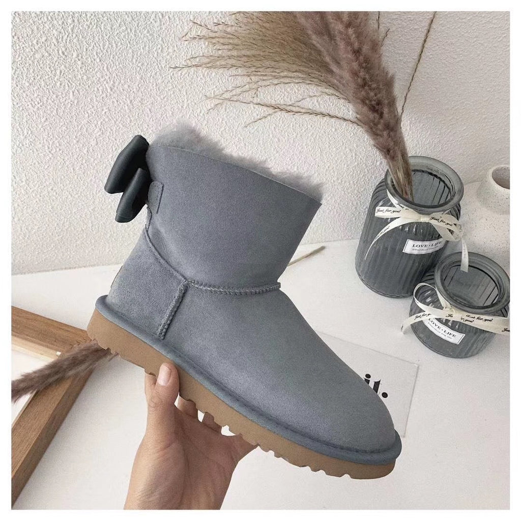 Grey Bow-Detail Ankle Boots | 3130