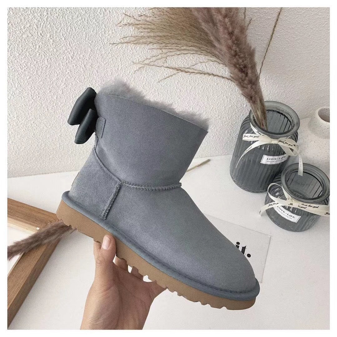 Grey Bow-Detail Ankle Boots | 3130
