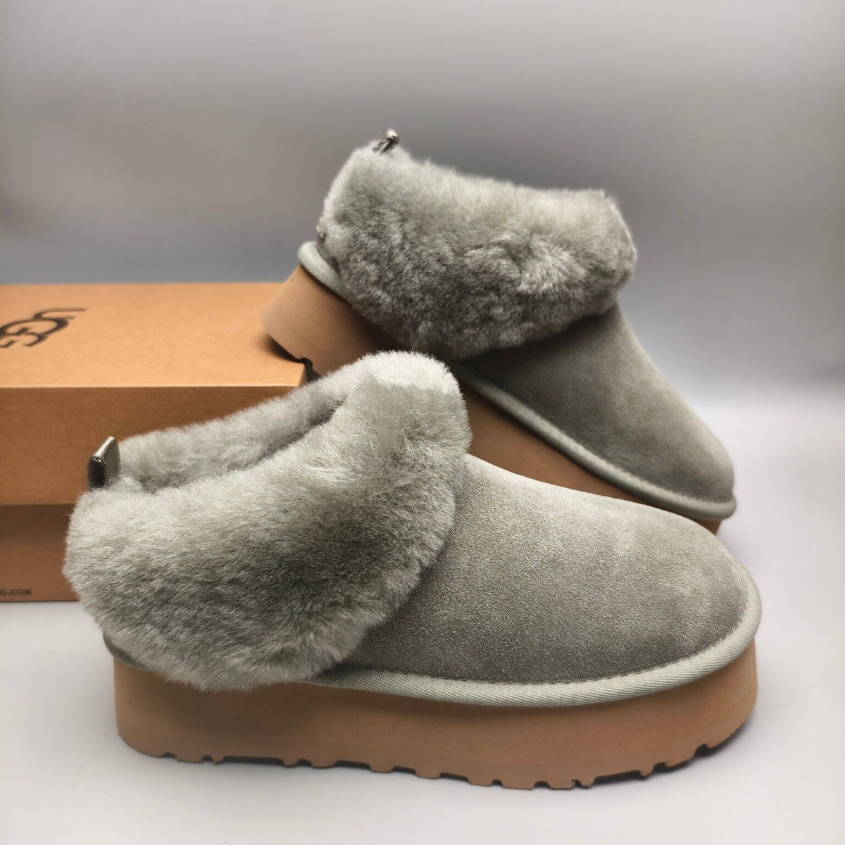Green Suede-Look Platform Slip-On Shoes | 1393