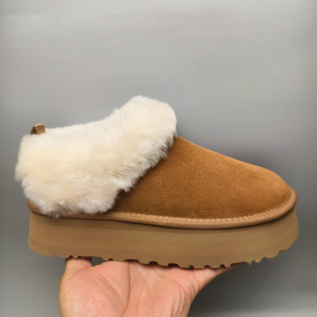 Chestnut Suede-Look Platform Slip-On Shoes | 1393
