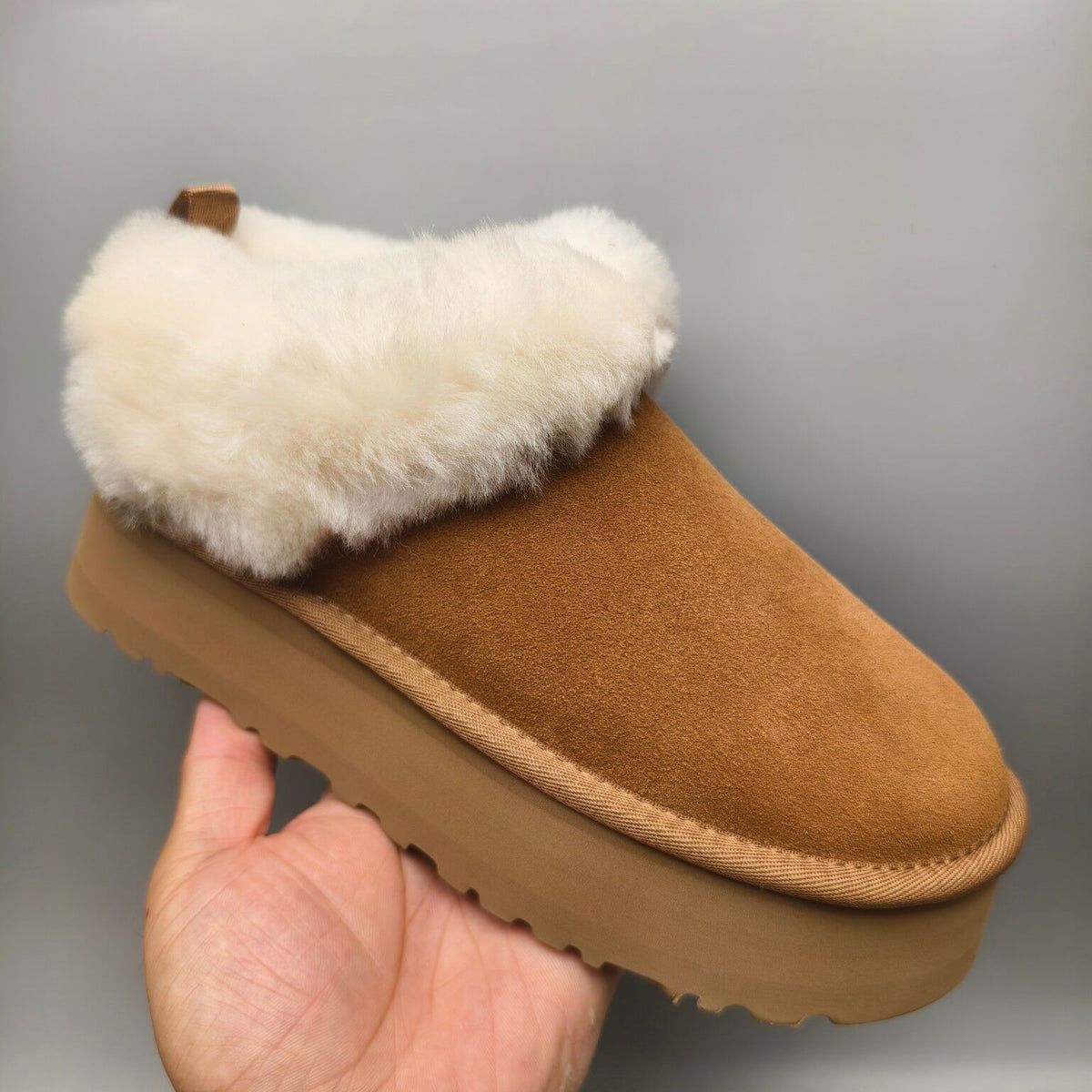 Chestnut Suede-Look Platform Slip-On Shoes | 1393