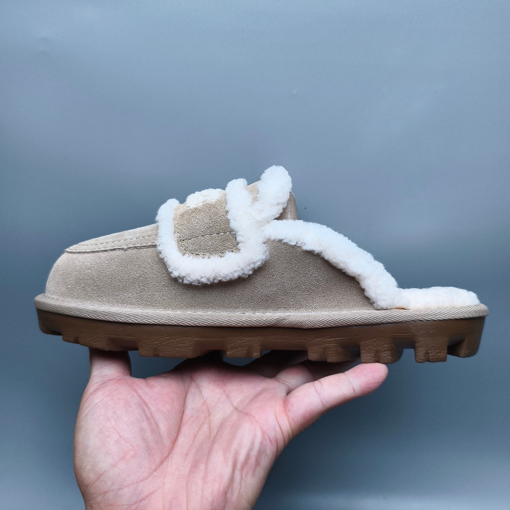 Sand Curly-Texture Logo Slippers | 1206