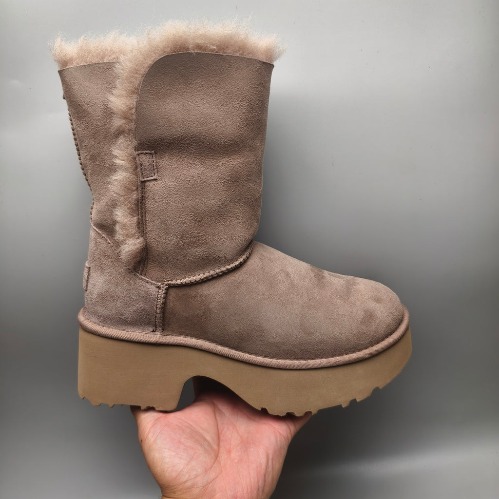 Walnut Brown Women's Platform Wedge Mid-Calf Boots | 1533