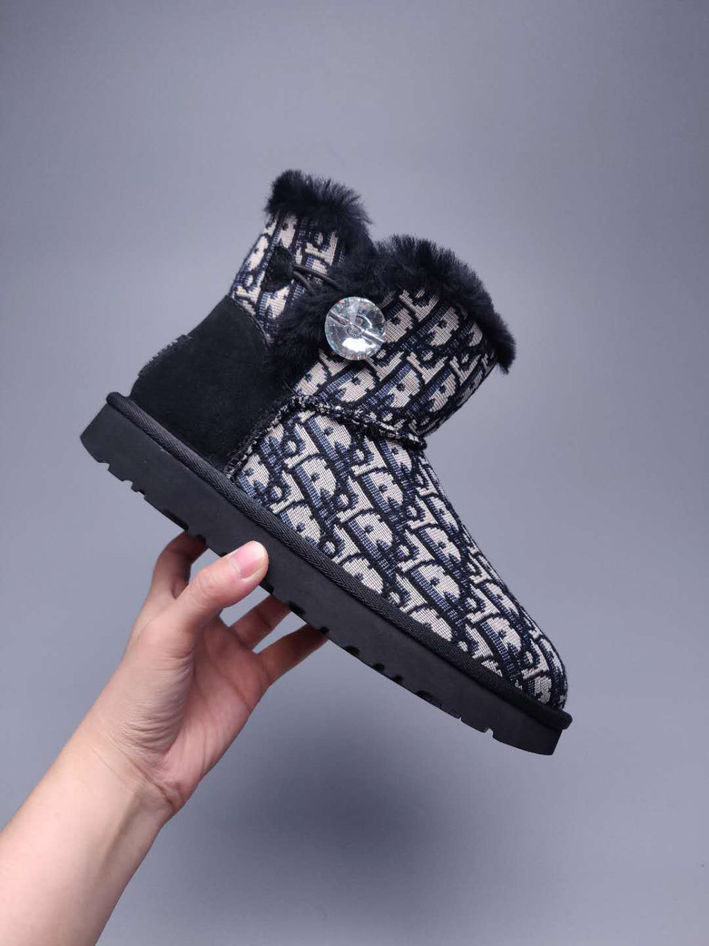 Black Fabric-Textured Casual Footwear | 6554