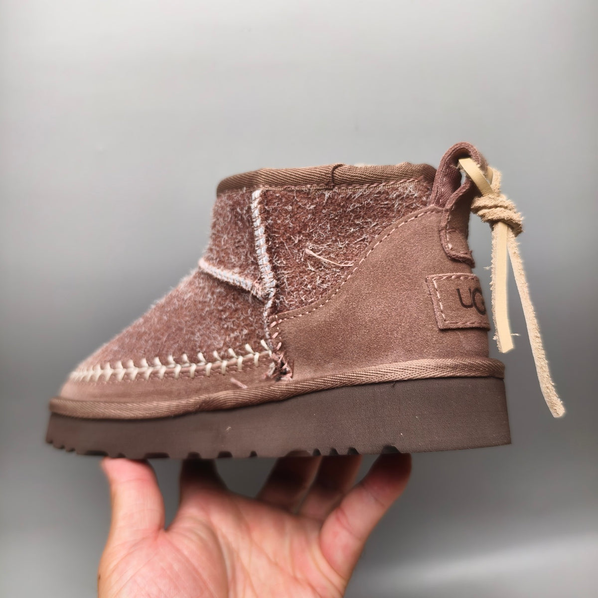Brown Suede-Look Shoes with Back Strap | 1538