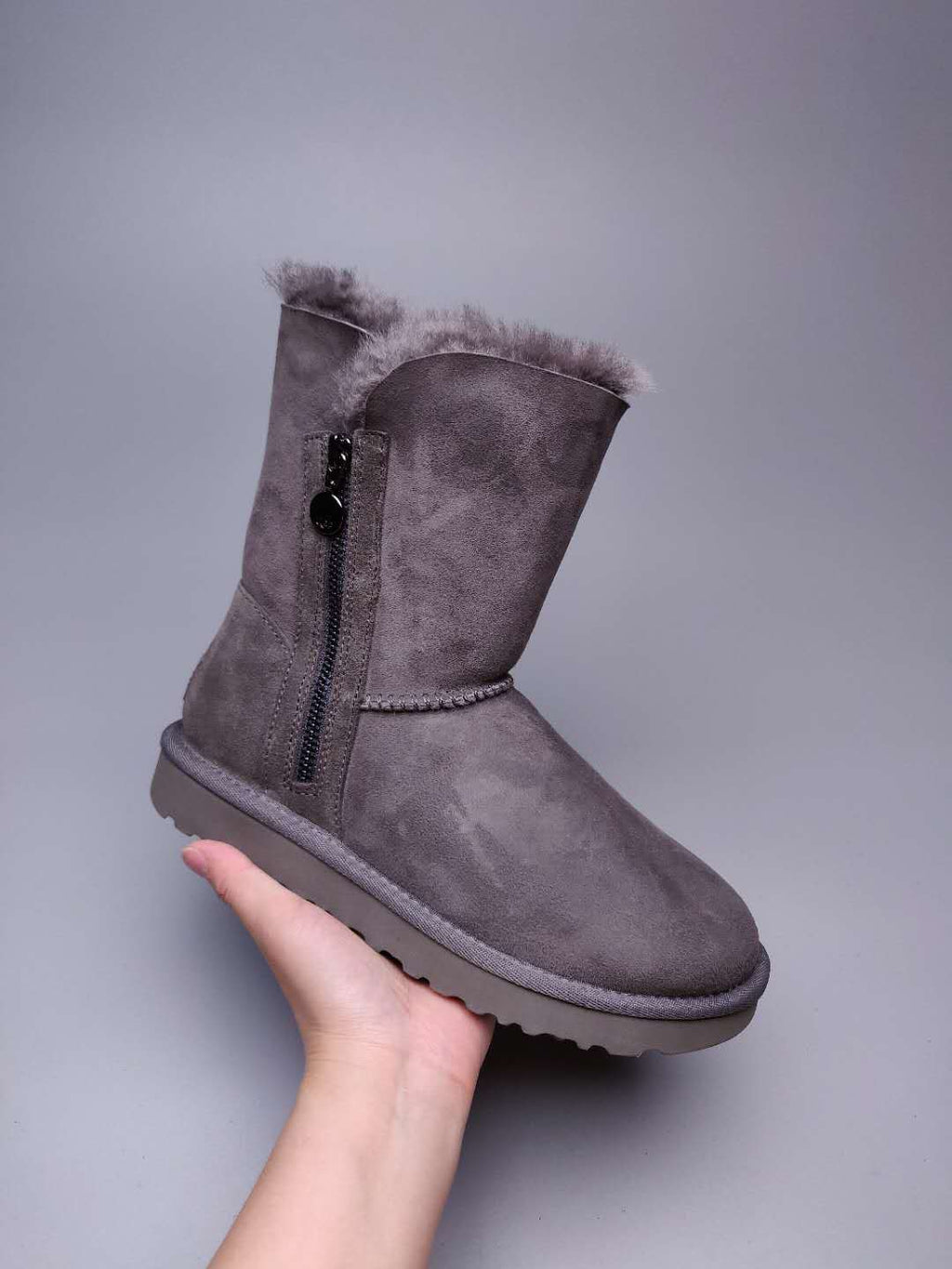 Grey Side-Zip Mid-Calf Boots | 2480